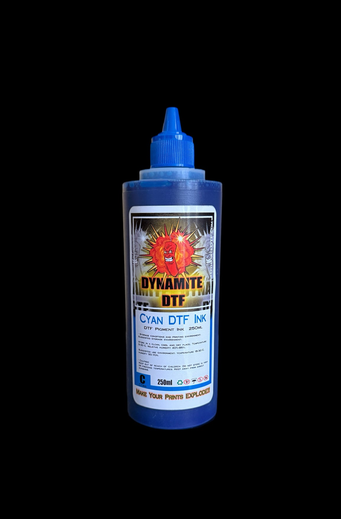 Cyan. Dynamite DTF Ink for DTF Printers,Epson Printer, (1) - 250ml bottle. CYAN.