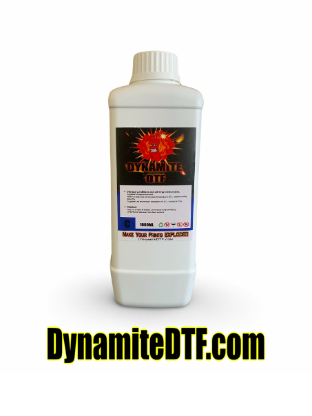 Cyan. Dynamite DTF Ink for shops DTF Printers,Epson Printer, (1) 1 liter bottle CYAN.