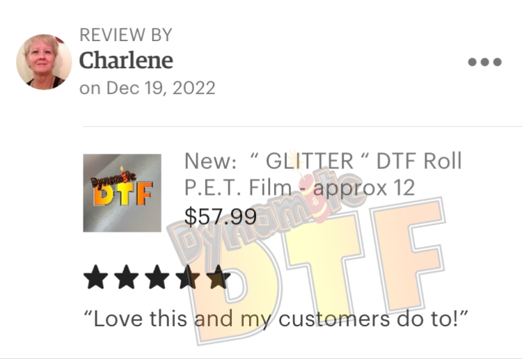 New: “ GLITTER “ DTF Roll P.E.T. Film - approx 12 inches x 30 feet (30cm)