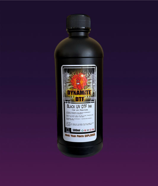 UV Black Dynamite DTF UV Ink for UV DTF Printers,Epson Printer, (1) - 500ml bottle. BLACK