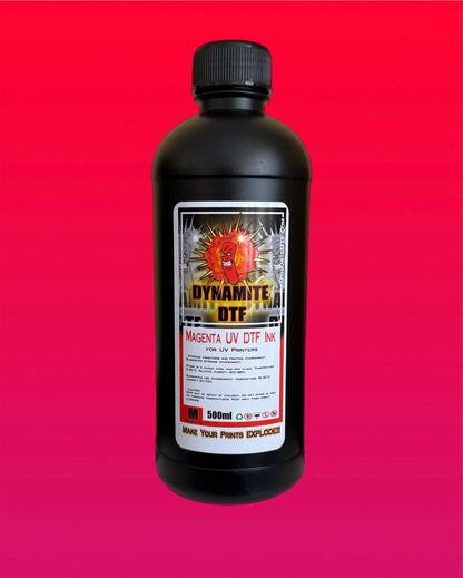Dynamite DTF UV Ink Kit for UV DTF Printers,Epson Printer, (6)- 500ml bottles CMYK+W+ Gl.