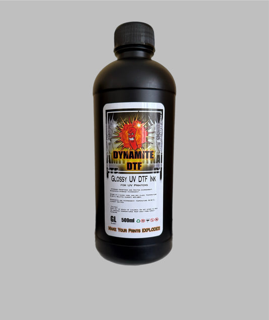 UV Gloss Dynamite DTF UV Ink for UV DTF Printers,Epson Printer, (1) - 500ml bottle. GLOSS (Varnish).