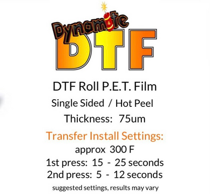 HOT Peel. Double Matte. DTF Roll PET Film - 14.5 inches x 328 feet (37cm x 100m)