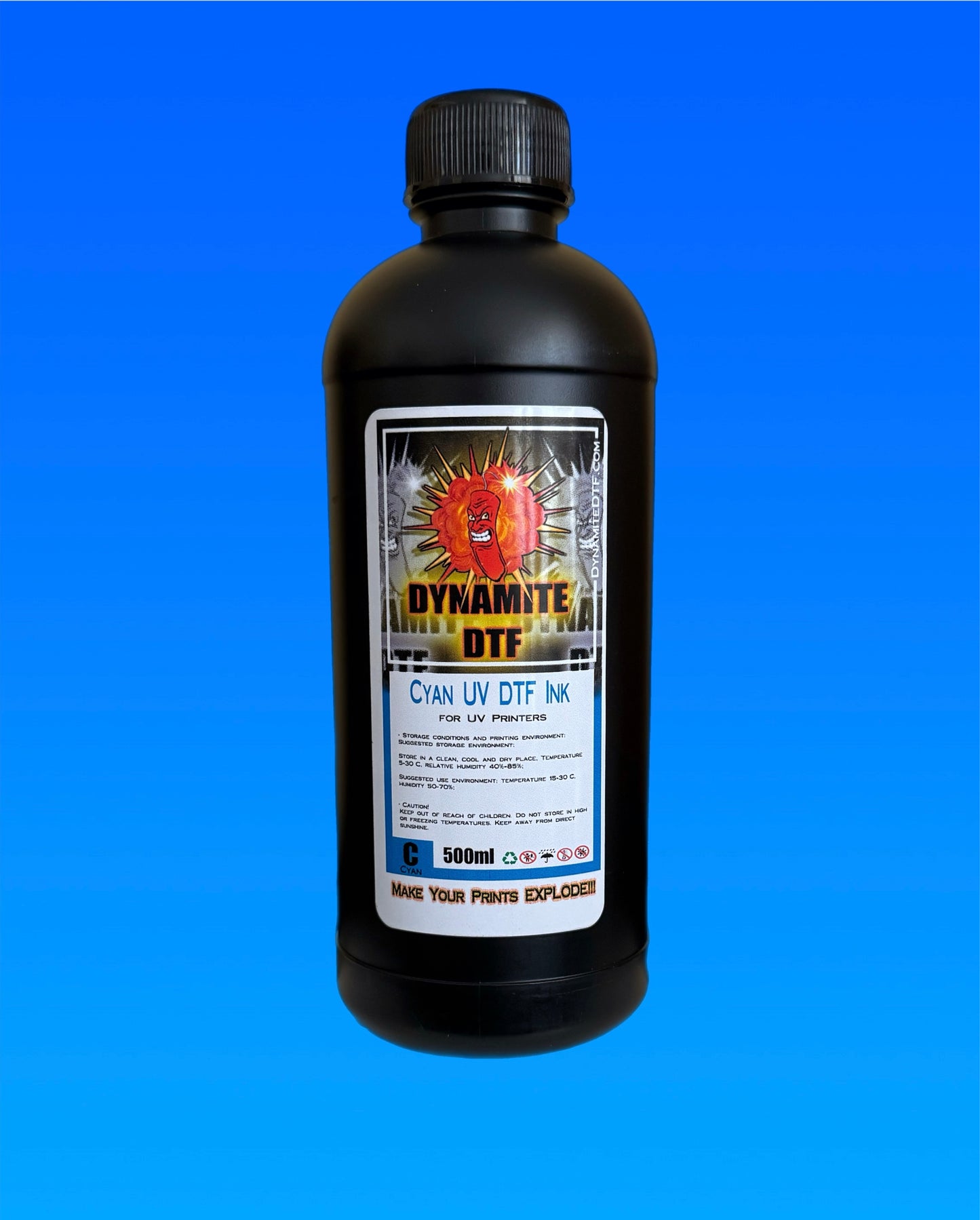 Dynamite DTF UV Ink Kit for UV DTF Printers,Epson Printer, (6)- 500ml bottles CMYK+W+ Gl.