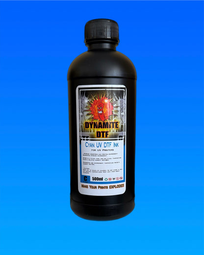 Dynamite DTF UV Ink Kit for UV DTF Printers,Epson Printer, (6)- 500ml bottles CMYK+W+ Gl.