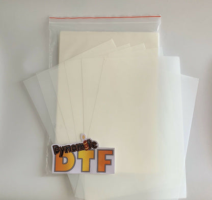 DTF SUPER-SAVER, 500 Sheets, Dynamite DTF PET Film 8.5 inch x 11 inch Sheet for Heat Transfers. - A4 size.