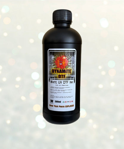 Dynamite DTF UV Ink Kit for UV DTF Printers,Epson Printer, (6)- 500ml bottles CMYK+W+ Gl.