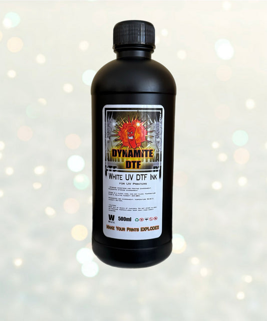 UV White Dynamite DTF UV Ink for UV DTF Printers,Epson Printer, (1) - 500ml bottle. White.