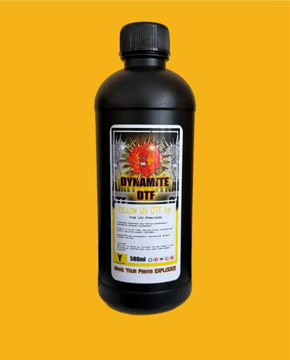 Dynamite DTF UV Ink Kit for UV DTF Printers,Epson Printer, (6)- 500ml bottles CMYK+W+ Gl.