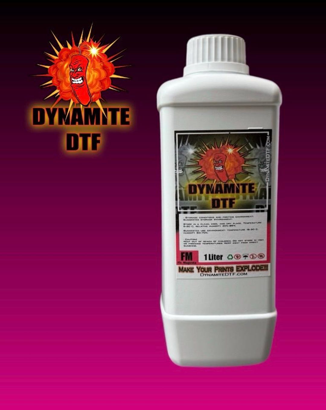 Dynamite DTF Fluorescent Magenta DTF ink, 1 liter bottle