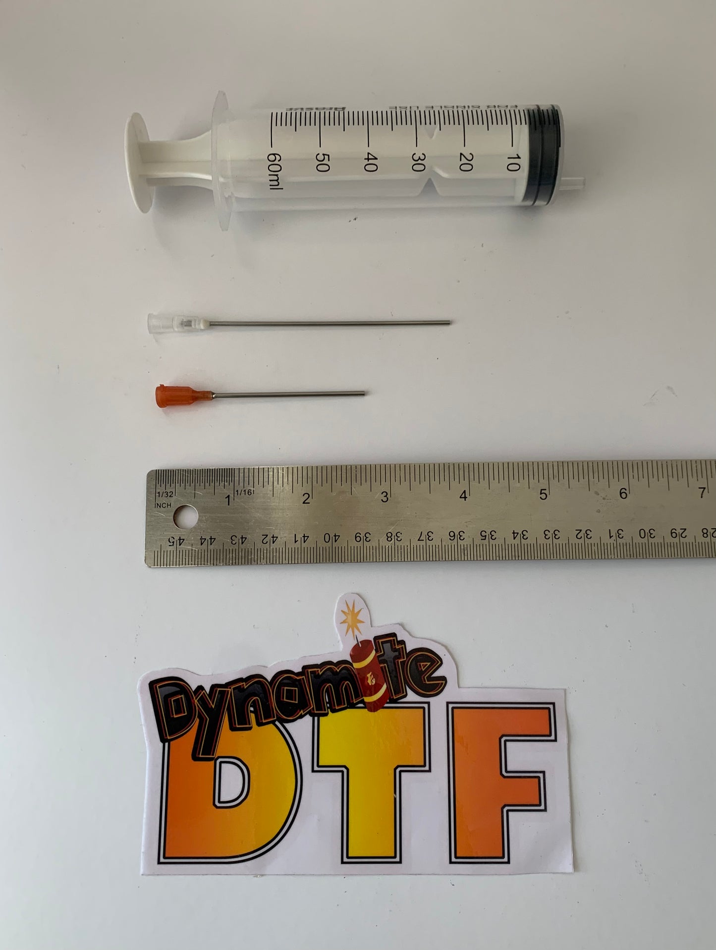 DTF / Sublimation 60ml Syringe with 2” & 4” Blunt Tip.