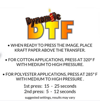 HOT PEEL Dynamite DTF PET Film 13 inch X 19 inch Sheet for Heat Transfers.  - A3+ size. 10, 25, 50 or 100 sheet quantities.