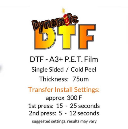 HOT PEEL DTF PET Film 11 inch X 17 inch Sheet for Heat Transfers.  - A3 size. 10, 25, 50 or 100 sheet quantities.