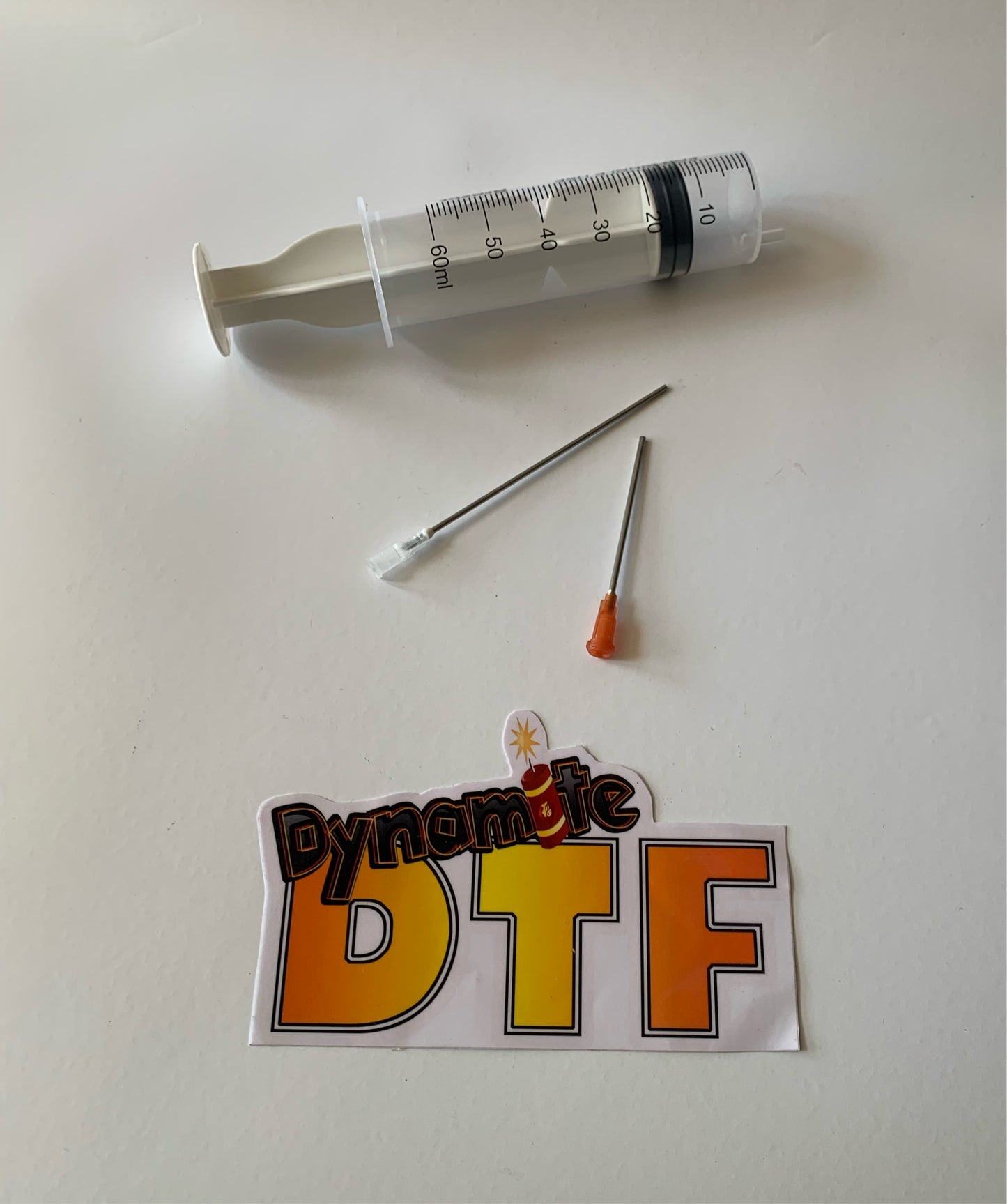 DTF / Sublimation 60ml Syringe with 2” & 4” Blunt Tip.