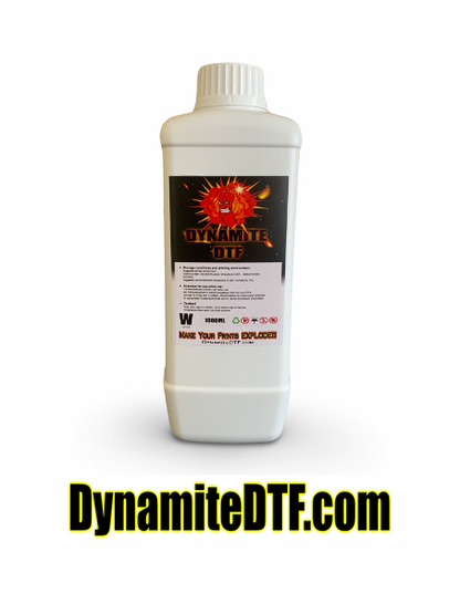 WHITE Dynamite DTF Ink for DTF Printers,Epson Printer, (1) 1 liter bottle WHITE.