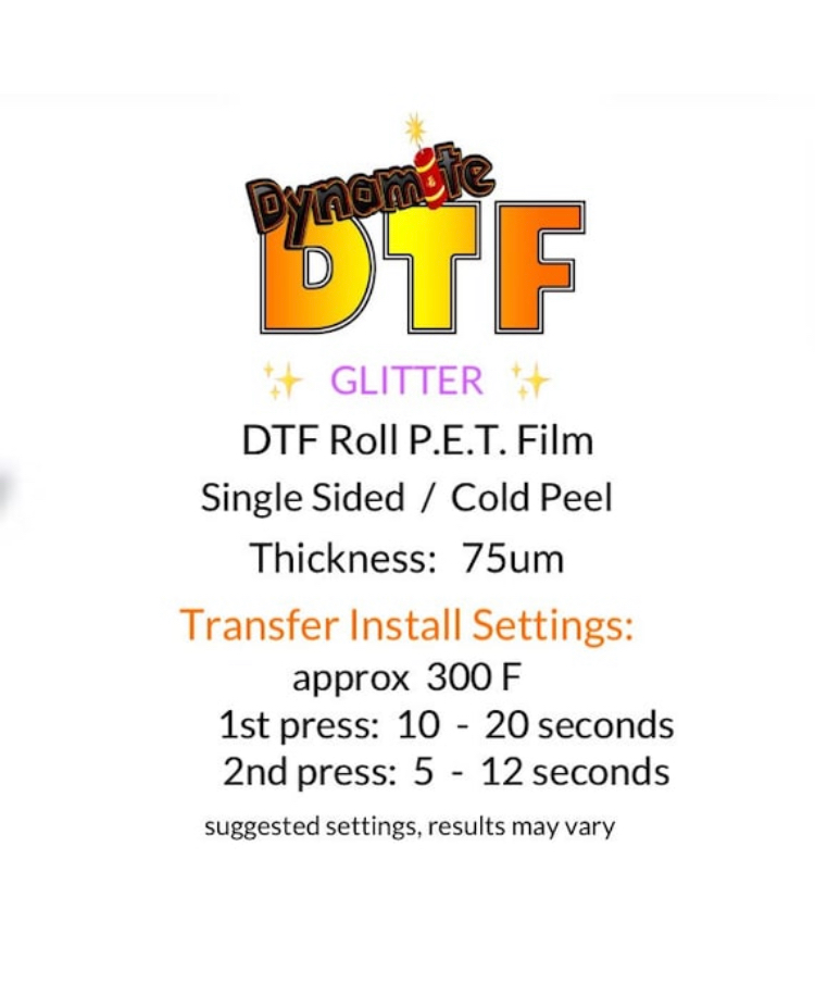 New:  “ GLITTER “ DTF Roll Film - approx 24 inches x 325 feet (60cm)