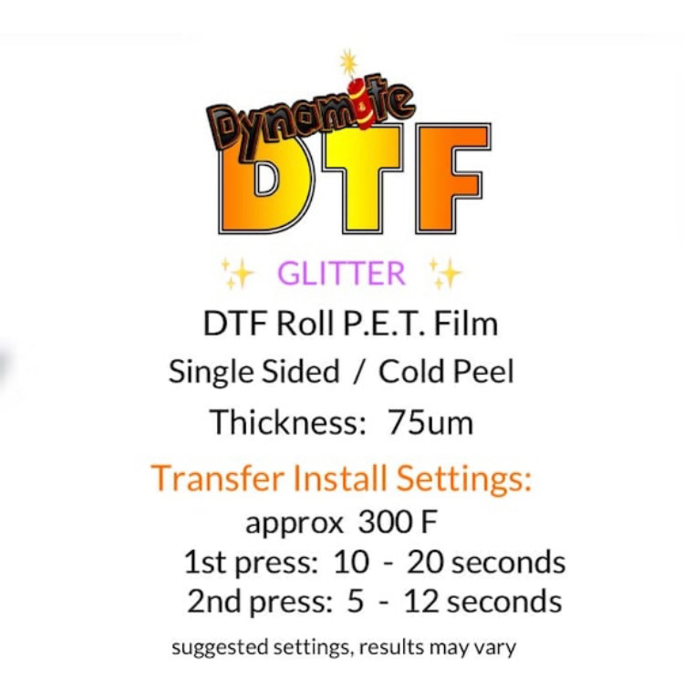 New:  “ GLITTER “ DTF P.E.T. Film - A4 Sheets. approx 8.25 inches x 11.75 inches