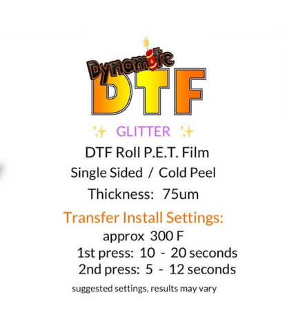 New:  A3 Size  “ GLITTER “ DTF P.E.T. Film - Sheets.  approx 11.75 inches x 16.75 inches.