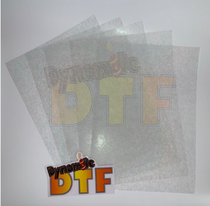 New:  “ GLITTER “ DTF P.E.T. Film - A4 Sheets. approx 8.25 inches x 11.75 inches